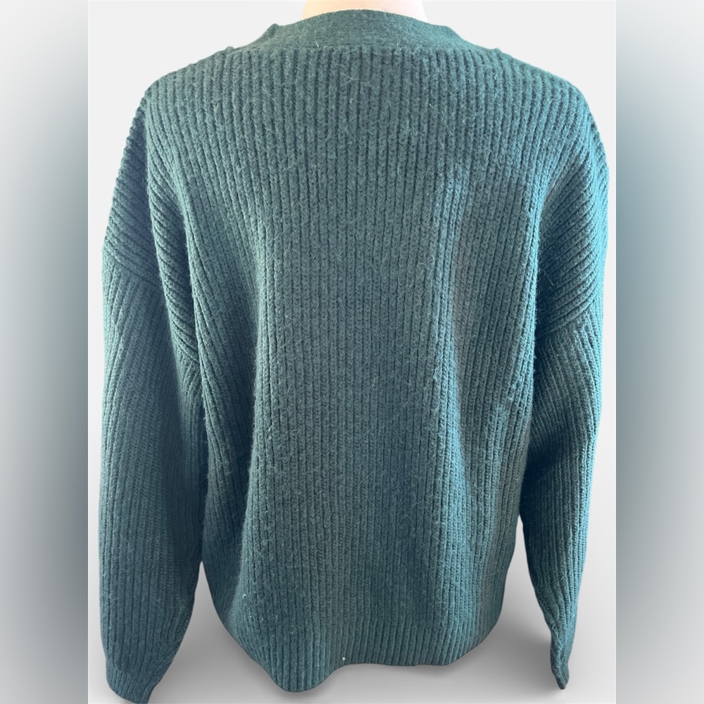 LOFT Forest Green V-Neck Cardigan w/Jeweled Star & Moon Buttons Size Large - Picture 5 of 11